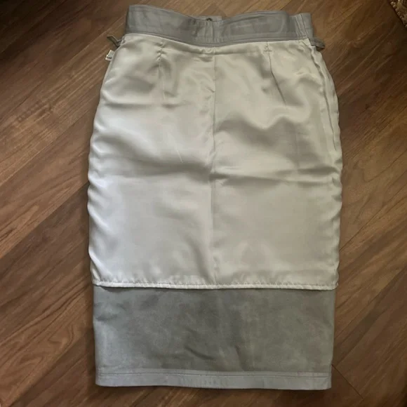 Vintage Roberto Fabris ParisGray Leather Straight Pencil Skirt Size 40